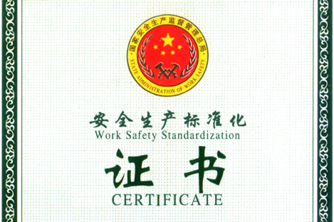 集團取得安全生產標準化三級企業證書